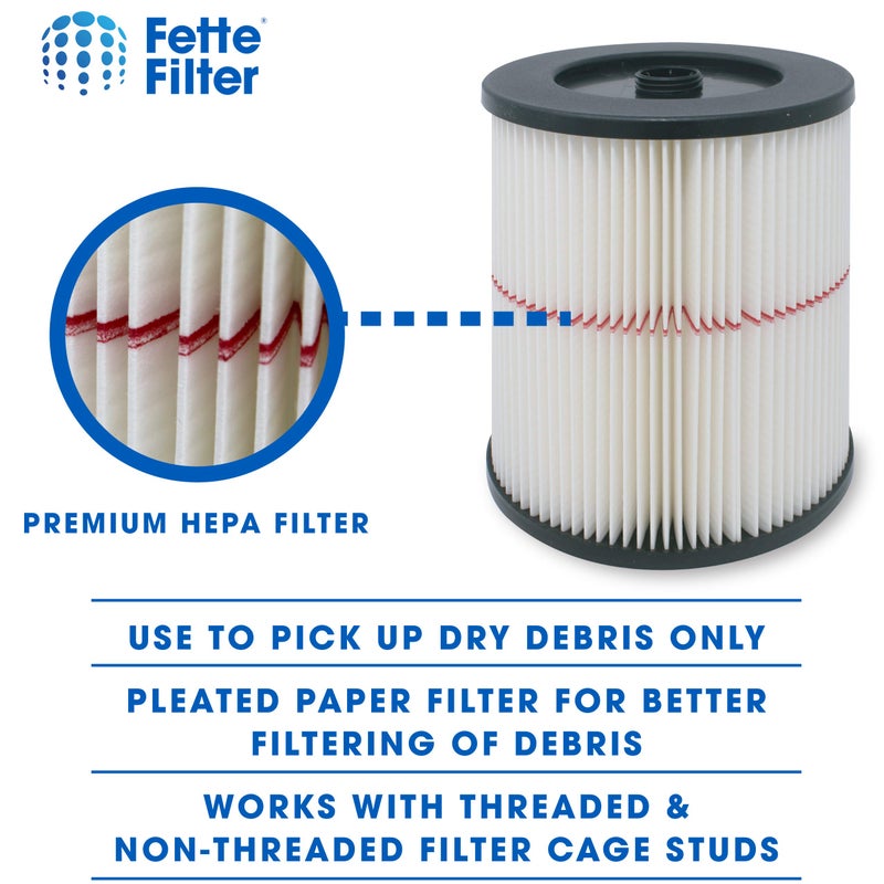 Fette Filter - Pack of 2 - General Purpose Cartridge Filter | Replacement Filter Compatible with Craftsman Red Stripe Vacuums - Compare to Part # 17816 9-17816 - Image 4